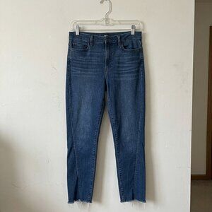 Paige Women's Jeans Indigo Hoxton Slim High Rise Raw‎ Hem Slit Size 31 Capsule